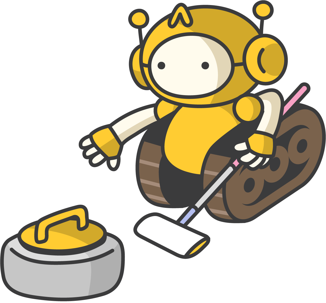 Robot playing shuffleboard
